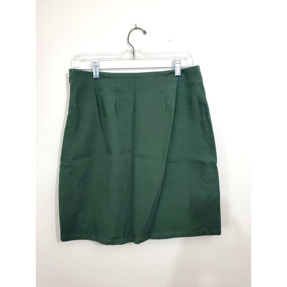LOFT Green Button Pocket Shift Skirt Side Zip Stretch Preppy Mini Size: 6 - Picture 2 of 8